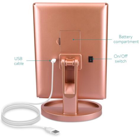 Miroir De Vanité LED Rechargeable - Lumière Réglable 3 Modes, Compact Pour Voyage Et Maquillage