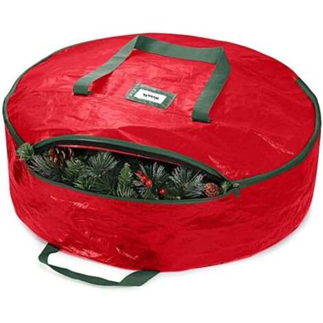 Lot De 2 Sacs De Rangement Pour Couronne De Noël, 39,9 X 15 Cm Avec Fermeture éclair Et Poignées