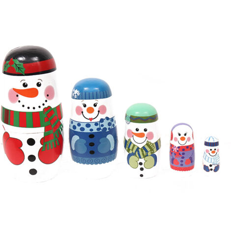 Lot De 5 Poupées Gigognes Russes Matryoshka – Bois Vierge, Peinture Main, Personnalisable, Dès 3 Ans