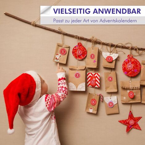 Autocollants Numérotés 1 à 24 Pour Calendrier De L'Avent DIY - Décoration De Noël Pour Enfants - 12