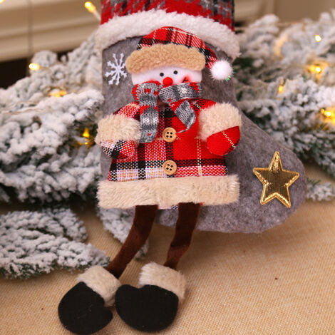 Chaussettes De Noël à Suspendre – Lot De 4, Motifs Père Noël, Renne, Bonhomme De Neige, 25 X 12 Cm