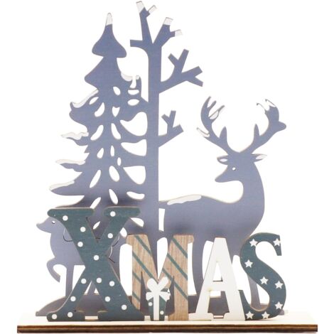Lettres Décoratives Joyeux Noël En MDF - Avec Flocons De Neige Et Père Noël - Pour Table, Cheminée, Salon