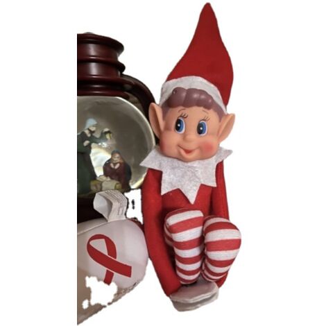 Elfe De Noël En Peluche 39 Cm – Visage Vinyle, Bras/jambes Articulés, Rouge Et Blanc