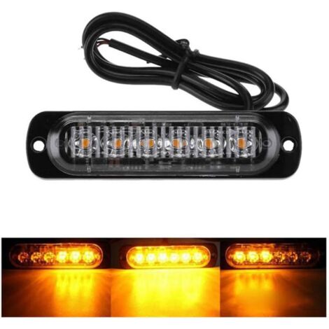 8 Feux Clignotants LED Stroboscopiques D'urgence - Blanc/ambre, Montage Surface, 24V, étanches