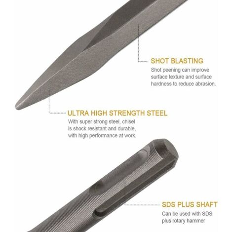 Burins SDS Plus, Set 3 (Burin Large, Burin Plat, Burin Pointu) pour ...