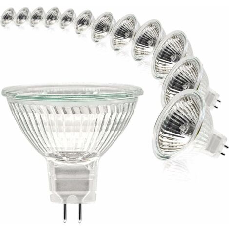 Ampoules Halogènes, Ampoule Spot MR16, Ampoule 12V 35W, Ampoule gu5.3 Ampoule MR16 Dimmable, 2 Broches Ampoules Halogène Blanc Chaud 2700K, Pack de 12 (MR16-35W-12P) (1/5)