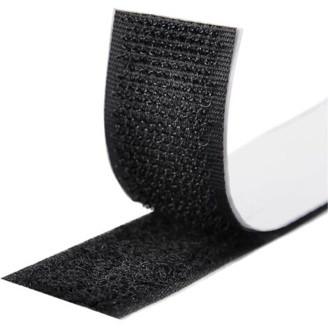 Rubans Adhésifs - 5M - Bande Agrippantes Adhésives - Bande Adhésives Ruban Scratch Hook Loop - Bande Adhésives Autoadhé pour Tous Les Types D'installations Cadre Photo - 16mm - Noir (1/5)