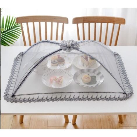 Cloche alimentaire en maille de qualité supérieure - 50 x 70 cm - Réutilisable et pliable - Pour pique-nique, extérieur - Protège les aliments contre les mouches, les insectes, les moustiques (1/4)