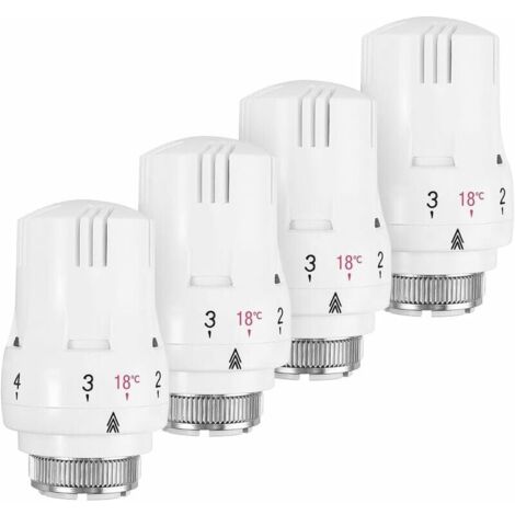Ikodm – Lot de 4 têtes thermostatiques M30 x 1,5 – 5 niveaux de réglage de température – Fonction antigel – Pour radiateurs compacts