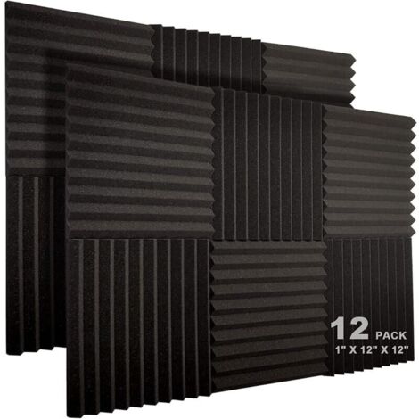 Ikodm – Lot de 12 panneaux acoustiques 30,5 x 30,5 cm – Épaisseur 2,5 cm – Mousse acoustique résistante au feu – Pour studios et bureaux (1/4)