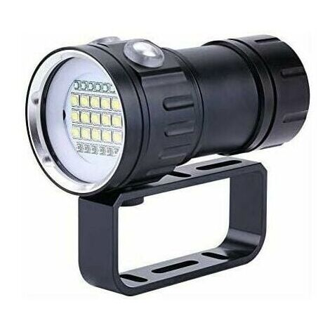 Lampe De Plongée 18000LM – IPX8, 80M, 7 Modes, Rouge/Bleu/Blanc, Support Inclus, Idéale Pour Photo Sous-marine