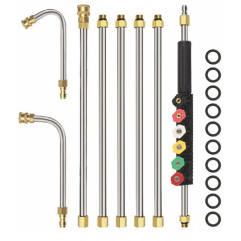 Barres d'extension pour nettoyeur haute pression, 4000PSI Pointes de Lance de Remplacement télescopiques Outils de Nettoyage pour Le Lavage des fenêtres de Toit - Définir facultatif (1/5)