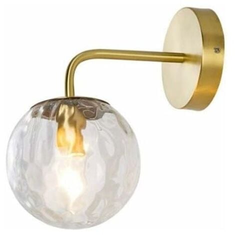 Applique murale Applique murale pour salon et entrée – Lampe moderne en verre avec abat-jour boule en métal et laiton, applique murale simple pour salon, chambre, couloir, allée, restaurant, café, écl