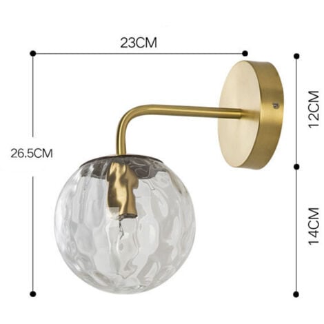 Applique murale Applique murale pour salon et entrée – Lampe moderne en verre avec abat-jour boule en métal et laiton, applique murale simple pour salon, chambre, couloir, allée, restaurant, café, écl