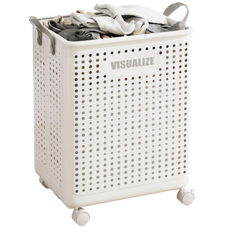 Panier à Linge Pliable Avec Roulettes – 42 Litres, Tissu Oxford, Dimensions 57x39x19 Cm, Rangement Pratique