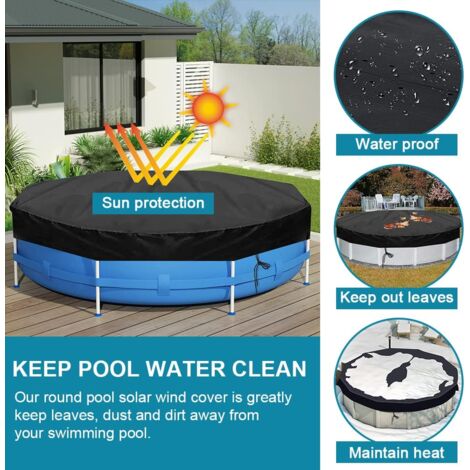 Housse De Piscine Ronde | Filet D'avec 12 Attaches | Protection Solaire