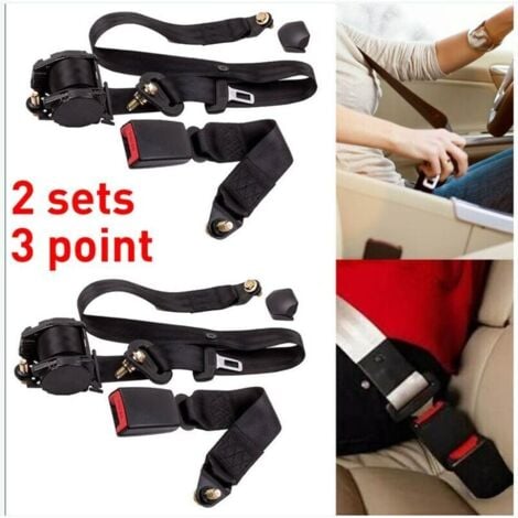 2X Universel 3 Point Rétractable Ceinture de Sécurité Voiture Siège ceinture