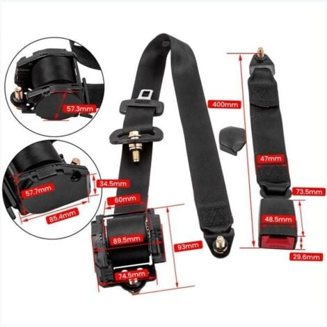 2X Universel 3 Point Rétractable Ceinture de Sécurité Voiture Siège ceinture