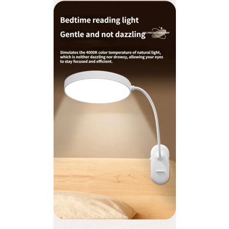 Lampe de Lecture 20 LED, Liseuse Clip Rechargeable, 4000mAh，Protection des Yeux, Gradation en Continu & 3 Couleurs (Ambre/Blanc/Mixte), 360° Cou Flexible, Longue Durée, Portable pour Lire au Lit [Clas