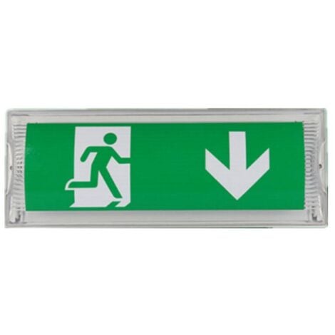 Éclairage de Sécurité LED, lampe de secours avec batterie de secours jusqu'à 3 h, éclairage de sortie de secours, panneau de sortie de secours avec 4 pictogrammes de sortie de secours, étanche IP65, [