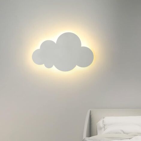 Luminaire Mural Interieur Forme de Nuage, Applique Murale Acrylique Nuage Blanc, Lampe Murale LED 18W, Applique Murale Enfant, Applique Art Deco pour Salon Chambre Chevet (30CM,Lumière Tricolore) Ikod