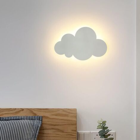 Luminaire Mural Interieur Forme de Nuage, Applique Murale Acrylique Nuage Blanc, Lampe Murale LED 18W, Applique Murale Enfant, Applique Art Deco pour Salon Chambre Chevet (30CM,Lumière Tricolore) Ikod