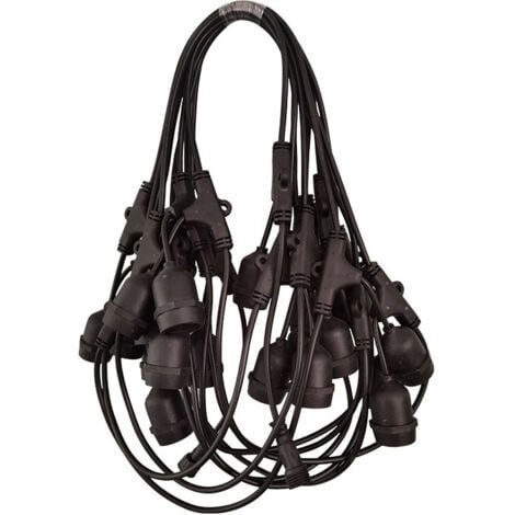 Guirlande Lumineuse Noir D'Extérieure Avec 11 Douilles E27, Câble Rond