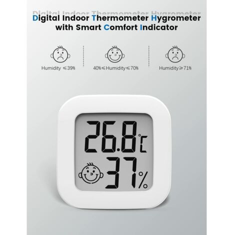 SJLERST Mini Thermomètre Hygromètre Intérieur, Digital Thermo HygromèTre Indicateur Précision D'ambiance Moniteur De Température Et Humidimètre ( Blanc