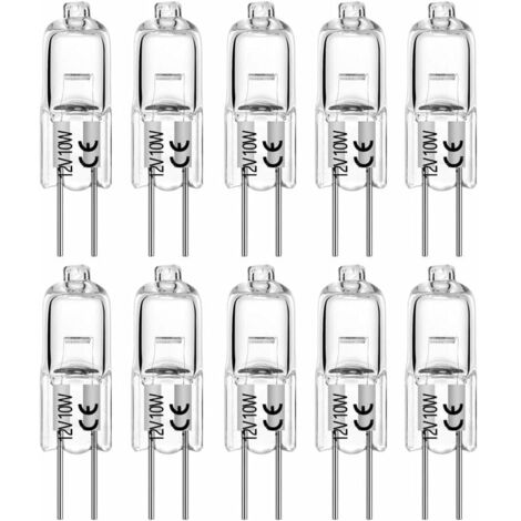 Ampoules halogènes G4 10W 12V T3 JC Type 2 broches de remplacement de base pour paysage sous armoire Puck Light Track Lighting Dimmable (10 Pack) (1/4)