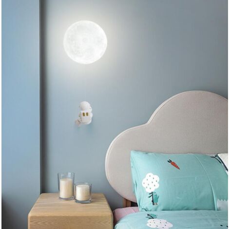 Applique murale LED d'intérieur, applique murale pour chambre d'enfant avec figurine d'astronaute, abat-jour en forme de lune, éclairage mural G9 pour chambre à coucher, chambre d'enfant, lumière blan