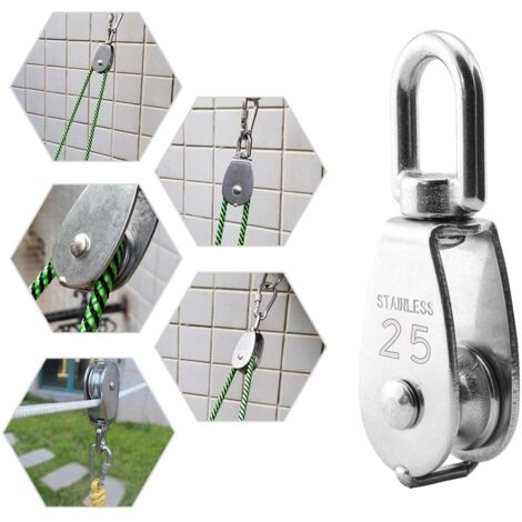 Lot De 4 Poulies En Inox M25 Avec Corde - Poulie De Levage 304, Parfaite Pour Cordes Et Câbles, 30m Incluse