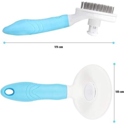 Brosse de toilettage de Chien, Brosse Chat Poil Long, Brosse Chiens et Chats Autonettoyante, avec Enlèvement des Poils en Un Clic, pour Chiens et Chats de Petite, Moyenne et Grande (Bleu)