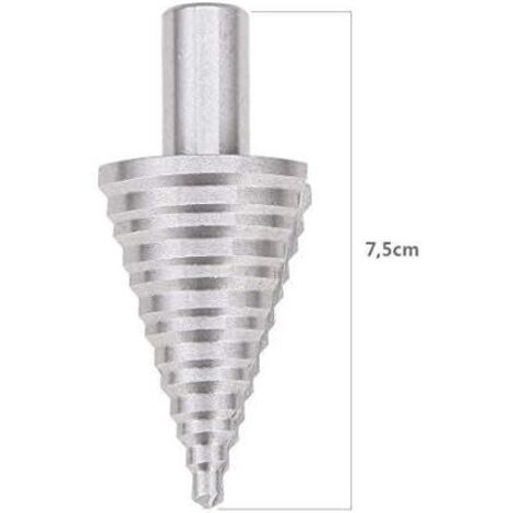 Foret étagé Conique 13 Pas (5 à 35 Mm) - Pour Métal, Bois, Plastique - En Acier Rapide Plaqué Titane - Perceuse Recommandée 36V/48V