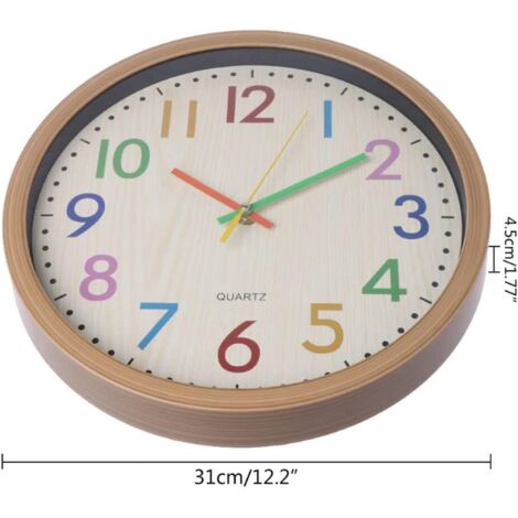 Horloge Murale Enfant Silencieuse 25cm - Apprendre L'Heure Sans Tic-Tac - Quartz Analogique