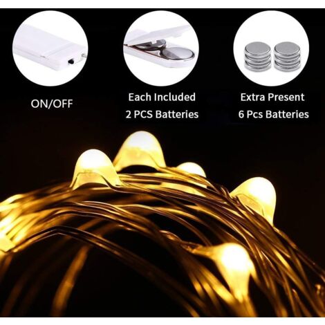 Lot De 14 Guirlandes LED à Piles - 3 Mètres, 30 LEDs, étanche IP67 - Bleu, Pour Décoration Noël, Mariage, Intérieur/extérieur - 11