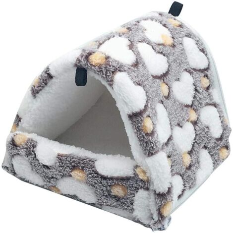 Litzee – Couchage rongeur peluche maison hamac lit cabane pour cochon d'inde et lapin – Matériau flanelle doux – Installation facile avec crochets