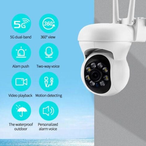 Caméra de surveillance interieur / exterieur Caméra de Surveillance IP extérieure WiFi 2.4 + 5G HD 1080P PTZ 2MP Zoom numérique 4X suivi humain Vision nocturne couleur