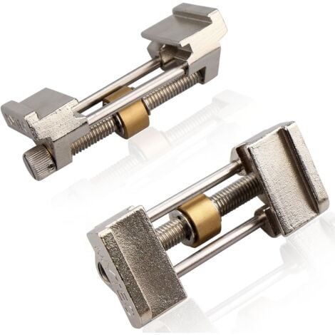 Guide d'affûtage - En acier inoxydable - Serrage sur le côté - Angle fixe - Avec rouleau en laiton pour ciseaux à bois, lame de rabot, burin plat - Largeur entre 0,8 et 8,2 cm