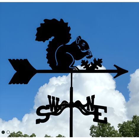 Girouette de jardin en acier inoxydable – Design écureuil – Résistante aux intempéries – Taille 50 cm x 35 cm – Décoration extérieure
