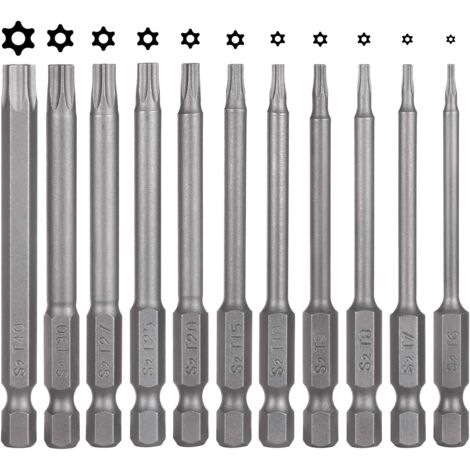 Litzee – Lot de 11 embouts Torx 75 mm en acier S2 – Magnétiques – 6 pans T6 à T40 – Pour visseuses électriques et perceuses – Changement rapide (1/5)