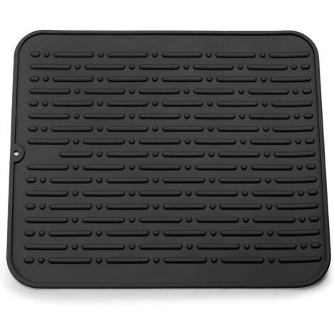 Litzee – Tapis de séchage vaisselle en silicone antibactérien 45 x 40 cm – Résistant à la chaleur – Antidérapant – Garantie à vie