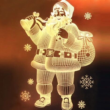LED ventouse lumière 3D porte et fenêtre père noël élan cloches noël LED guirlande lumineuse flocon de neige nouvel an économique A