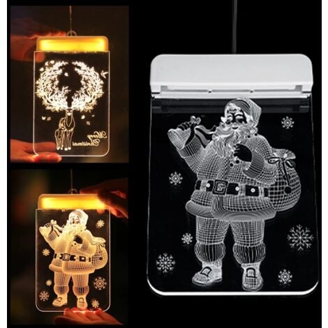 LED ventouse lumière 3D porte et fenêtre père noël élan cloches noël LED guirlande lumineuse flocon de neige nouvel an économique A