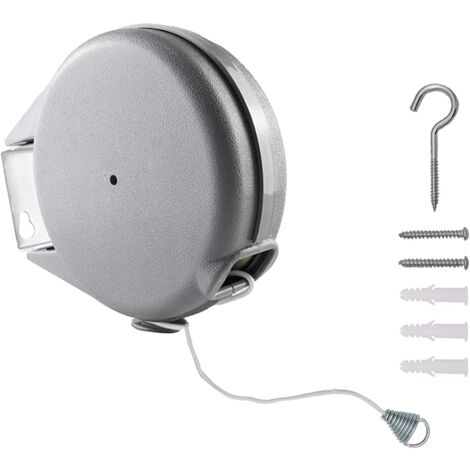 Litzee – Corde à linge rétractable 12m – Antidérapante en PVC haute résistance – Installation murale incluse – Capacité 20,4 kg