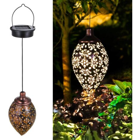 Litzee – Lanterne solaire décorative suspendue étanche IP44 – Énergie solaire – Autonomie 8-10h – Lumière blanche chaude – Pour extérieur