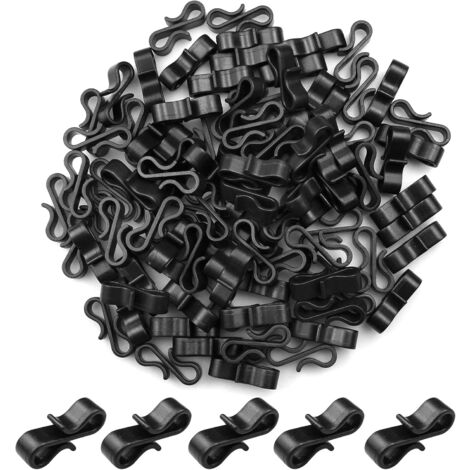 Litzee – Lot de 100 crochets de gouttière en plastique – Crochets en S pour guirlandes lumineuses – Ouverture 6mm, longueur 28mm – Décoration Noël et fêtes (1/5)