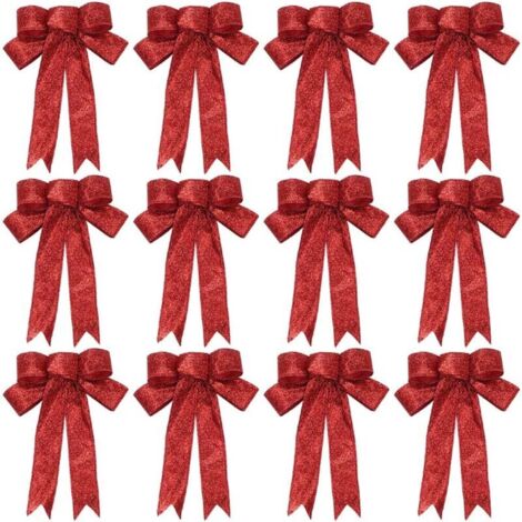 24 Nœuds Ruban Noël – Rouge Et Or, Décorations De Sapin Ou Cadeaux, Lot économique