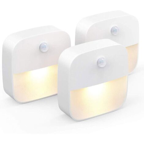 Veilleuse Led, Lampe de Nuit Murale avec Détecteur de Mouvement autocollante, Veilleuse Murale pour Salle de Bains, Chambre, Couloir, Blanc Chaud (1/6)