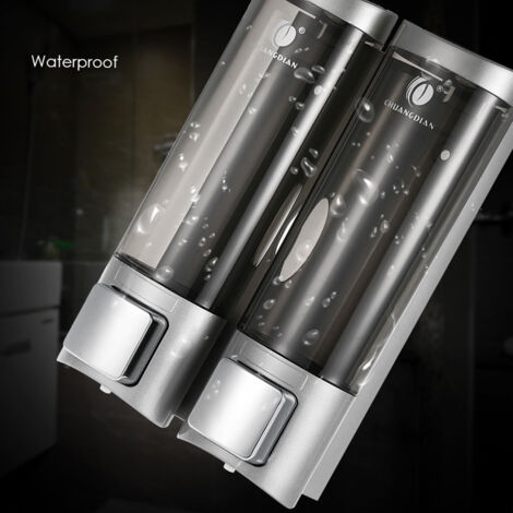 CASMIGC - Distributeur De Savon Mural Double Tête 2x200 Ml Sans Perçage - En ABS Argenté