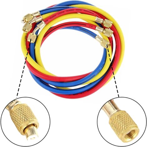 60inch/150cm Tubo Di Riempimento Per Refrigerante Aria Condizionata (600-3000Psi) Per R134a R12 R2 R502, Fluoruro AC Tubo Di Riempimento 1/4" SAE Filo Di Segnalazione (3 Colori - 6